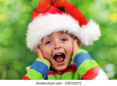 Christmas Excitement - Ecstatic Young Boy On Christmas Morning