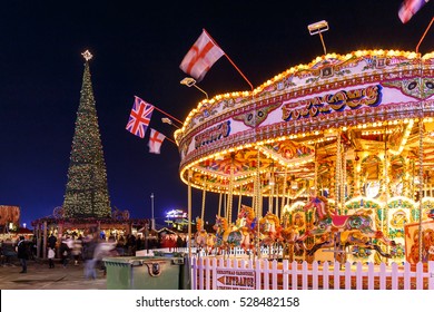 Christmas fair in Hyde park in 2016, London - Shutterstock ID 528482158