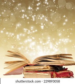 Christmas Fairy-tale. Vertical Background With Magic Book