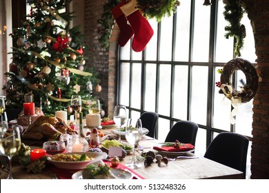 Christmas Family Dinner Table Concept