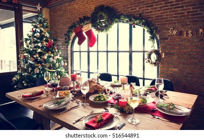 Christmas Family Dinner Table Concept