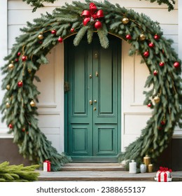 christmas fir wreath holiday decor winter christmas atmosphere natural festive branch celebration - Powered by Shutterstock