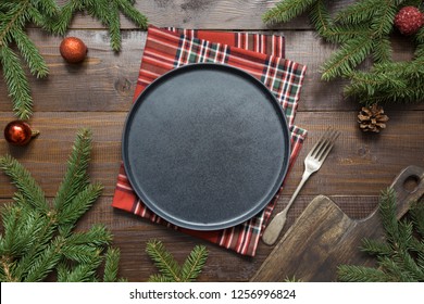 Christmas Food Border With Darl Plate,