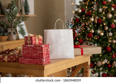 Christmas Food Delivery Bag In The Interior New Year