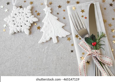 Christmas Food Menu, Breakfast, Lunch, Holiday Dinner Table Place Setting, Festive Background