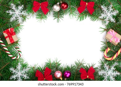 Christmas Frame Decorated Snowflakes Isolated On Stock Photo 769917343 ...