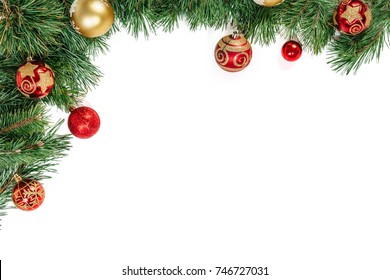 Christmas Frame Tree Branches Gold Red Stock Photo 746727031 | Shutterstock