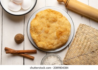 Christmas Fritters With Piloncillo And Cinnamon On A White Background. Traditional Mexican Food