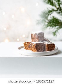 Christmas Fudge Brownie On Plate