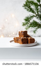 Christmas Fudge Brownie On Plate