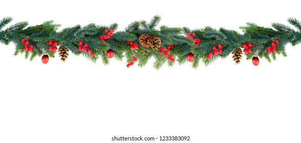 Christmas Garland On White