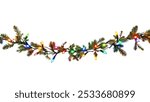 Christmas garlands, light garlands, light strip, lights and bulbs, isolated on white background