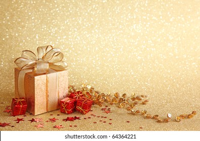 Christmas Gift Box On Yellow Background