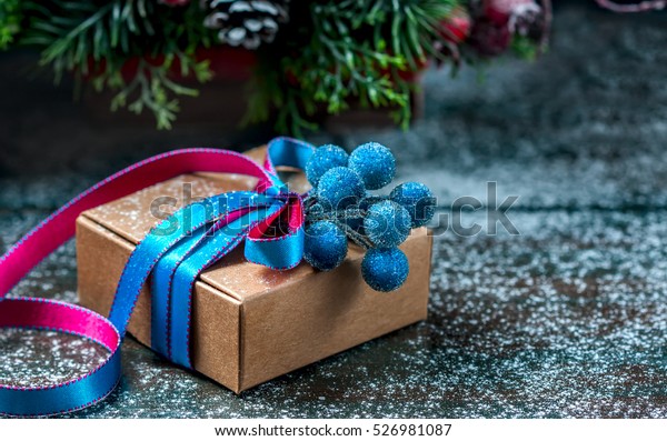 Christmas Gift Box Ribbon Christmas Decoration Stock Photo Edit