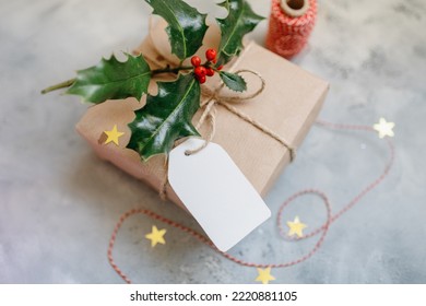 Christmas Gift Box, Gift Tag Mockup