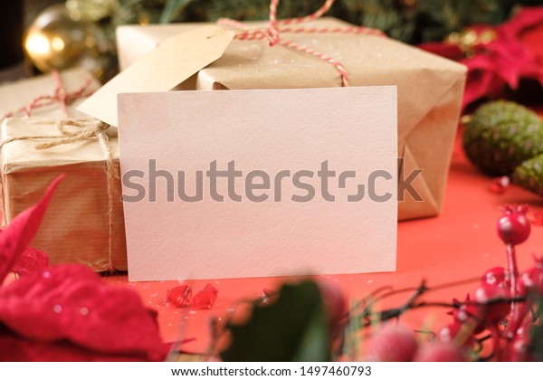 Christmas Gift Boxes Blank Card Design Stock Photo Edit Now