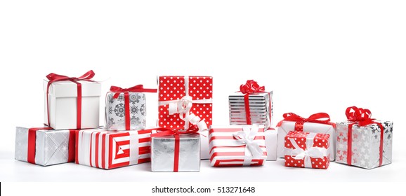 Christmas Gift Boxes On White Background