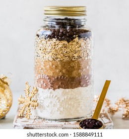 Christmas Gift Cookie Mix In A Jar, Square