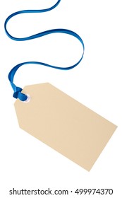 Christmas Gift Tag With Blue Ribbon Vertical