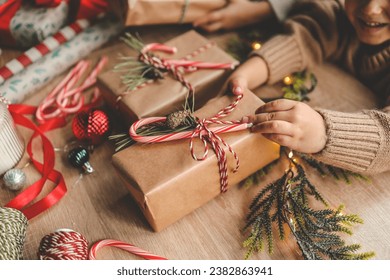 Christmas gift wrapping, creative activity. - Powered by Shutterstock