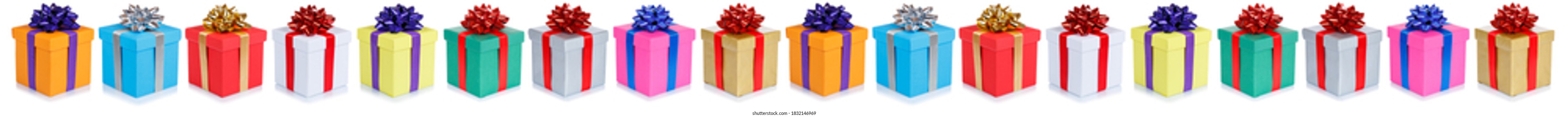 Christmas gifts birthday presents gift present banner isolated on a white background