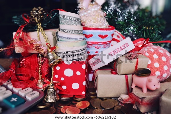 Christmas Gifts Concept Tree Decoration Ribbon Stock Photo Edit Now 686216182