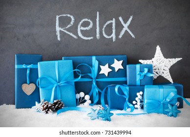 Christmas Gifts, Snow, Text Relax