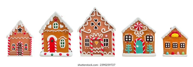 Christmas Gingerbread House Decoration Collection Set on a white background, isolated. - Powered by Shutterstock