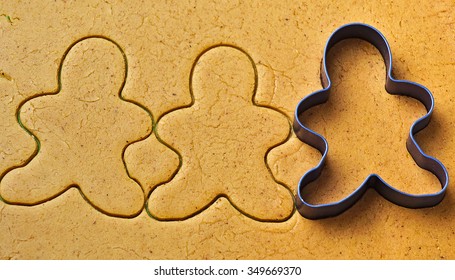 Christmas Gingerbread Men Cookies Making With Metal Cutter