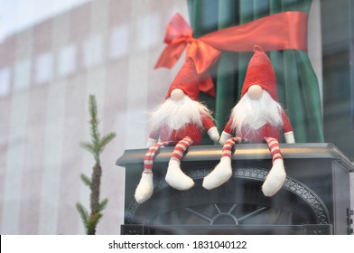 Christmas Gnomes In Window Display