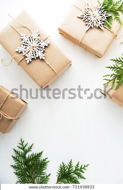 Download Christmas Handmade Gift Boxes Decorated Craft Stock Photo Edit Now 731438833 PSD Mockup Templates