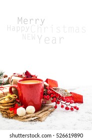 Christmas Holiday Background With Coffee Cup