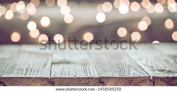 Christmas Holiday Background Empty Wooden Table Stock Photo Edit