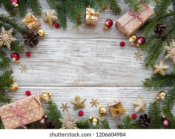 Christmas holiday decoration on a old wooden background - Powered by Shutterstock