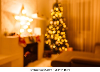 Blurred View Stylish Christmas Room Interior Stock Photo (Edit Now ...