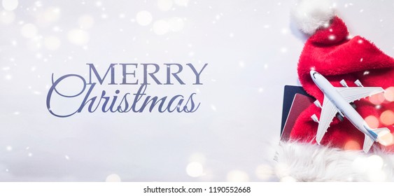 Christmas Holidays Background With Plane