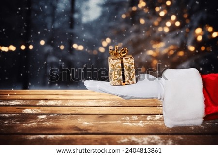 Christmas holliday Santa Claus open palm