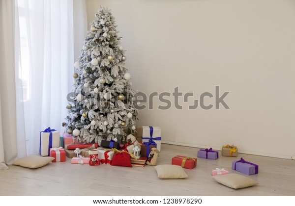 Christmas Home Interior White Christmas Tree Stock Photo