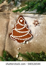 Christmas homemade gingerbread on a canvas