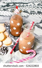 Christmas hot chocolate, sweet cookies  and colorful decorations - Shutterstock ID 524222803