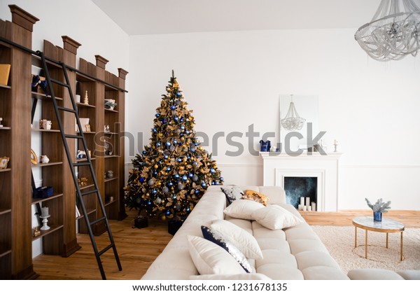 Christmas Interior Living Room Fireplace Fittree Royalty Free