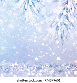 Christmas light background.  Holiday glowing backdrop. Defocused Background With Blinking Stars. Blurred Bokeh. - Shutterstock ID 774879601
