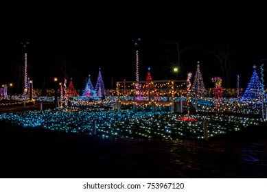 Christmas Light Decoration And Abstract Bokeh Blur Background