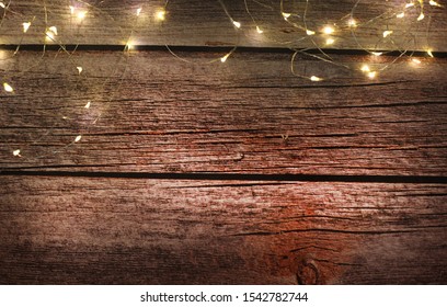 Christmas Light On Wood Background, 