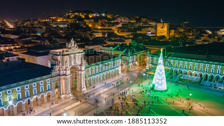 Christmas light in the Praca do Comercio, Lisbon