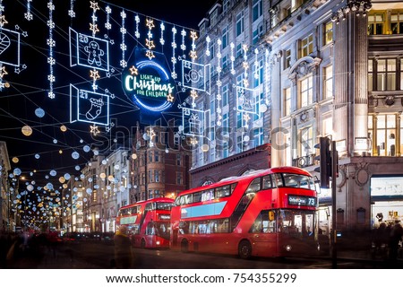 Christmas lights 2017 on Oxford street, London, UK