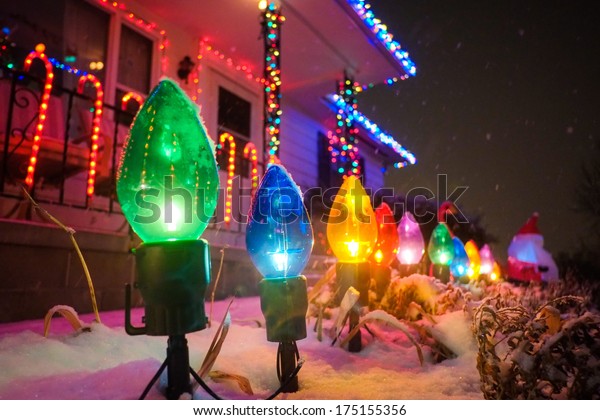 Christmas Lights Omaha 2022 Christmas Lights Adorn House Omaha Nebraska Stock Photo (Edit Now) 175155356