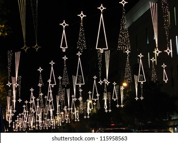 Christmas Lights In Barcelona Street