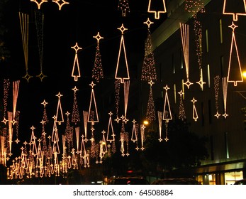 Christmas Lights In Barcelona Street