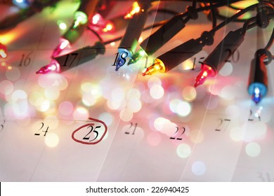 Christmas lights and December calendar - Powered by Shutterstock